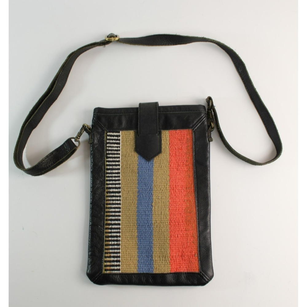 Raj Anthropologie Purse Crossbody Rug Bag Woven Saddle Blanket Leather Boho Tote